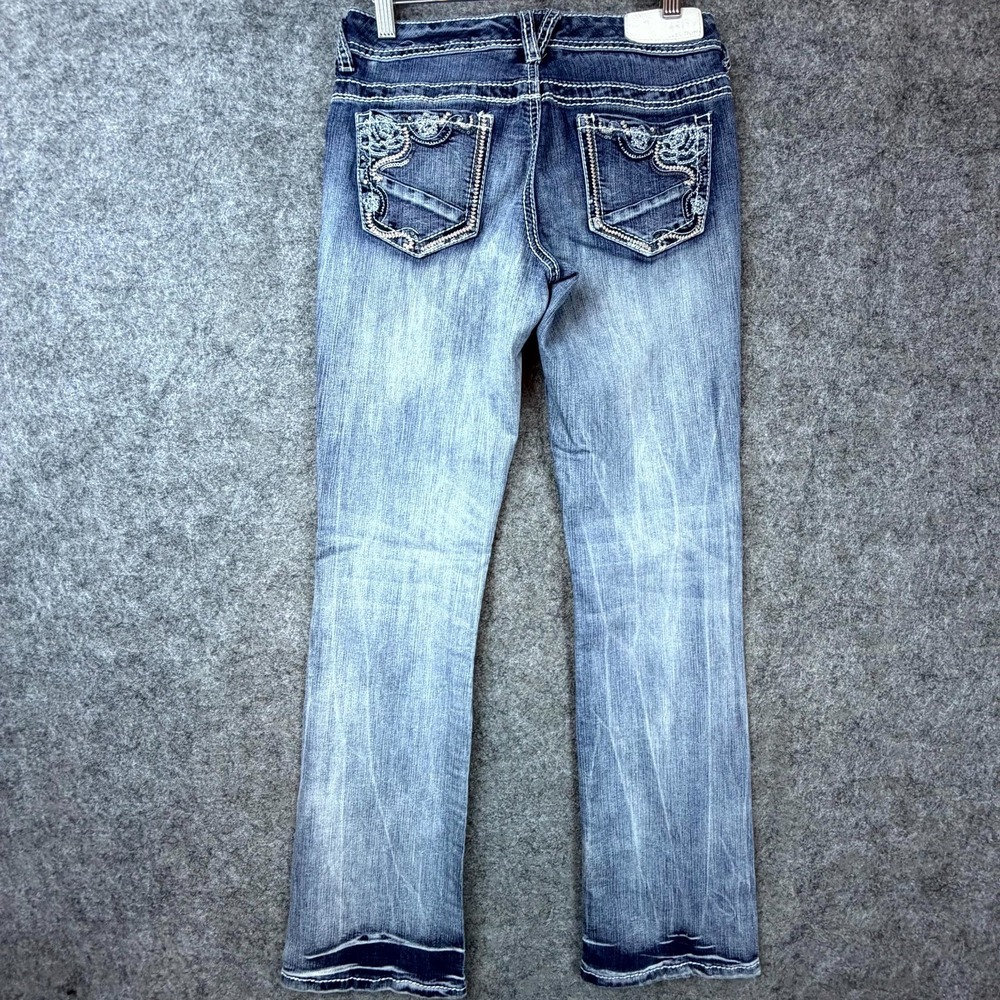 Vanity Premium Collection Curvy Bootcut Jeans Womens 27 Y2K Blue Distressed